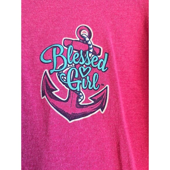 NEW! Blessed Girl JESUS ANCHOR HEBREWS 6;19 MEDIUM SLEEVE Pink Cotton - Picture 2 of 7